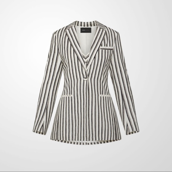 BCBGMaxAzria Cotton Linen Striped Blazer - New - Picture 6 of 7